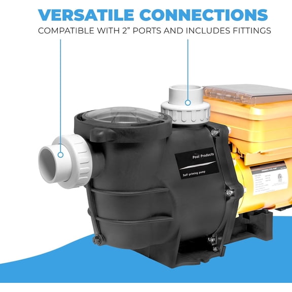 XtremepowerUS 1.5 HP Variable Speed Inground Pool Pump, 230V High Flow 101 GPM, 59 Ft Max Head with Programmable Timer & 2" NPT