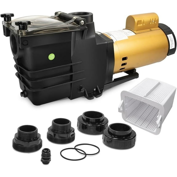 XtremepowerUS 1.5HP 7260 GPH High Flow In-Ground/Above Ground Pool Pump, Self Priming, With 2" NPT & Large Strainer Basket, Fitting Adapter included, 230V