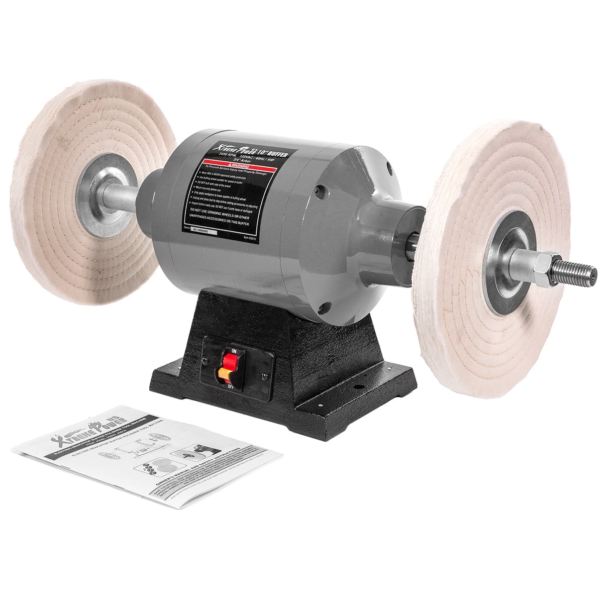 XtremepowerUS 10" Bench Buffer Polisher, Grinder For Metal/Jewelry/Wood/Jade/Plastic/Silver, 1HP Motor