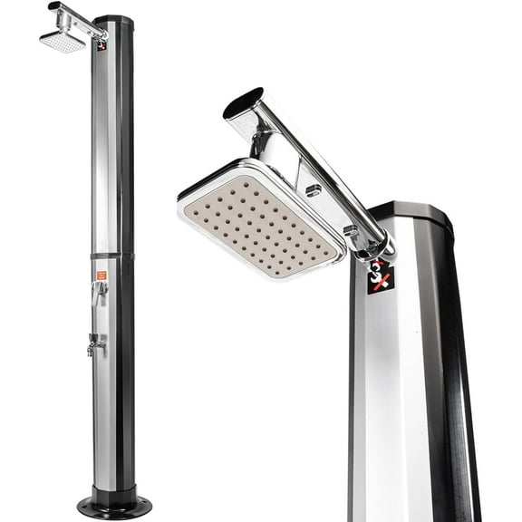 XtremepowerUS 10 Gallon Solar Heated Outdoor Shower, Freestanding Sunshower With 360 Showerhead