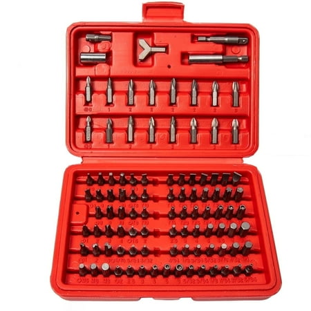 Stark USA 100PC Security Bit Set, Cr-V Steel 1/4" Adapters Phillips Slotted Hex Torx Star Tamperproof Pozi Square Spanner Torque Tri-Wing Clutch Spline Wing Nut, Security Torx Bit Set