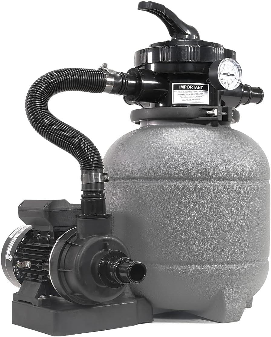 XtremepowerUS 12" Sand Filter Pool Pump, 0.30 HP 2220 GPH Above Ground Pool Filter System, 7-Way Valve, 42 lb Sand Capacity