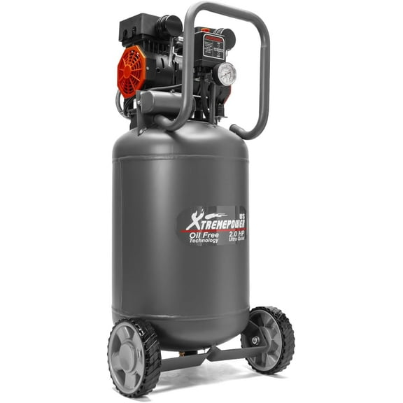 XtremepowerUS 2.0 HPtra Quiet Air Compressor Tank Oil-Free Compressor Steel Tank 13 Gallons Air Compressor, Grey