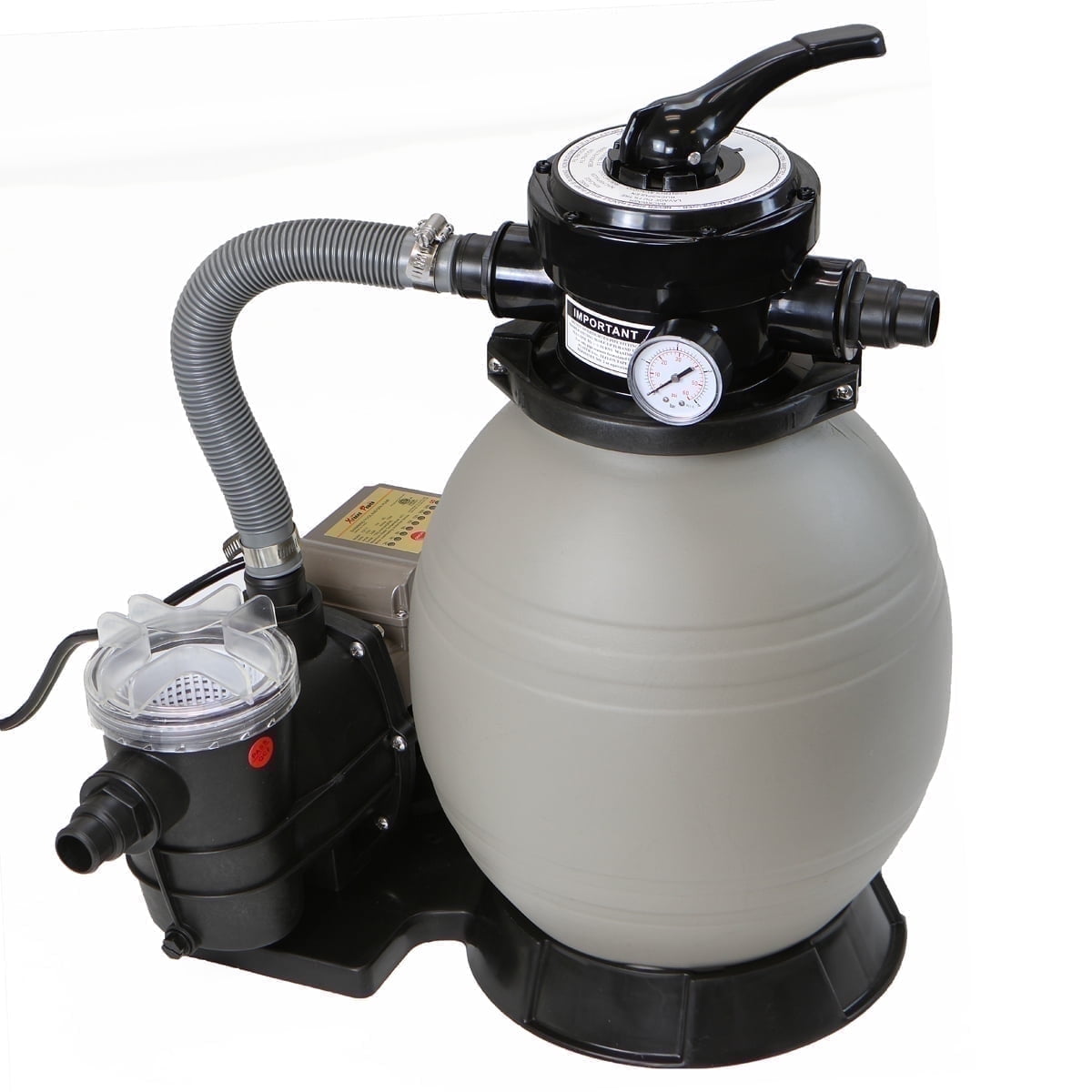 13" Gray Polymeric Sand Filter Pump with Timer for Above Ground Pools