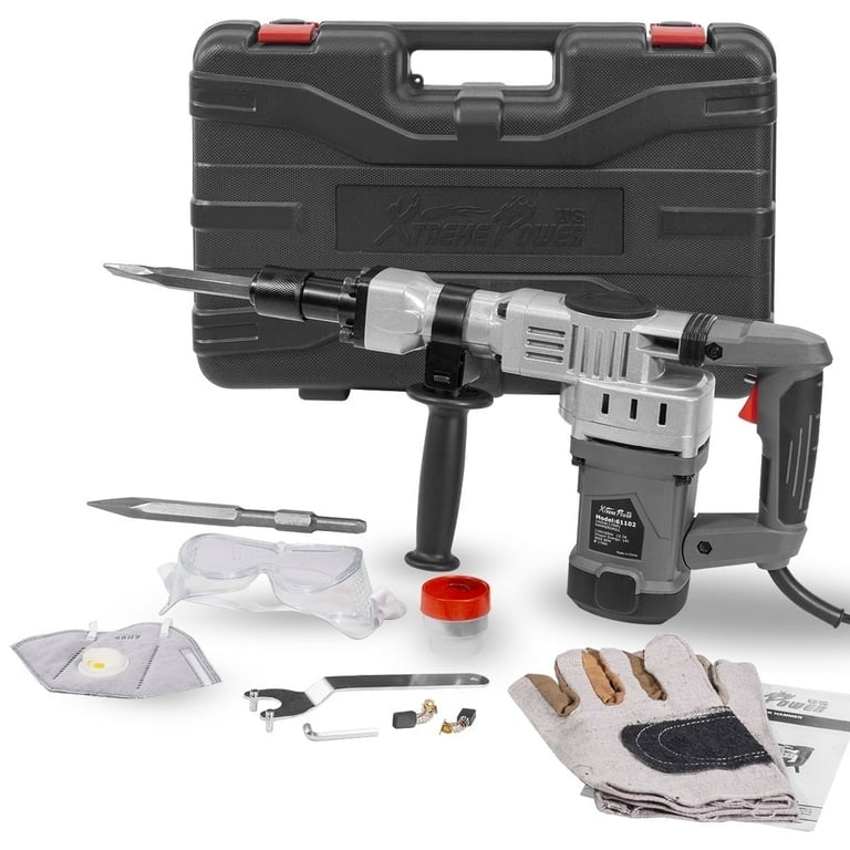 XtremepowerUS 2200W Electric Jack Hammer Concrete Demolition (2) Chisel Point Flat Bit with Carrying Case XtremepowerUS 2200W Electric Jack Hammer Concrete Demolition (2) Chisel Point Flat Bit with Carrying Case