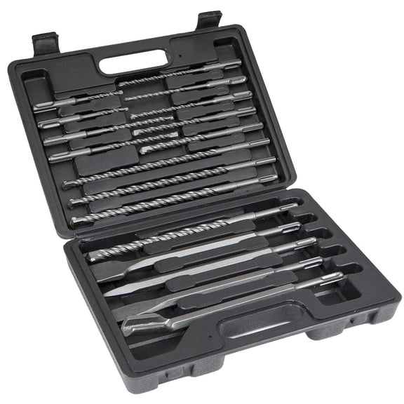XtremepowerUS 17-Piece SDS Plus Rotary Hammer Drill Bit & Chisel Set for Concrete, Masonry, Brick & Stone, Carbide Tip Bits with Carrying Case