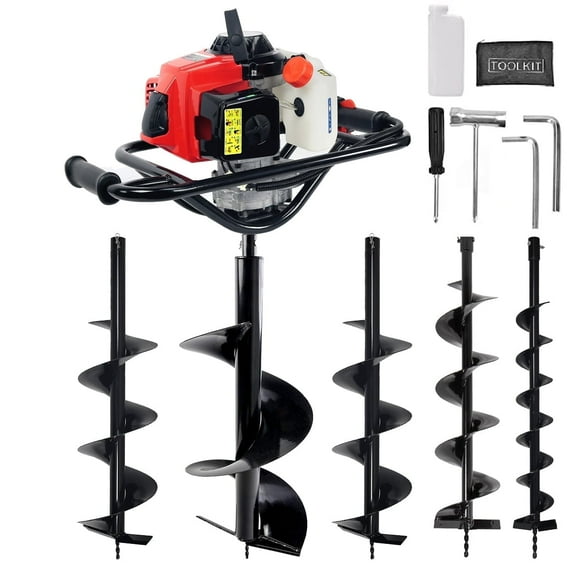 XtremepowerUS 63cc Gas Powered Auger Post Hole Digger With 4", 6", 8", 10" & 12" Bit, EPA Approved 2 Stroke Motor, 3/4" Shaft