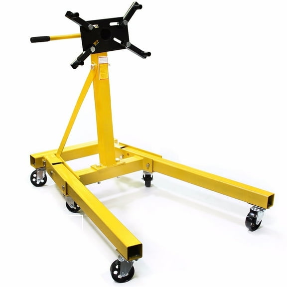 XtremepowerUS Folding Engine Stand 2000 LBS Capacity Motor Hoist 360 Degree Adjustable Mounting Head Dolly Mover Auto Repair Rebuild Jack
