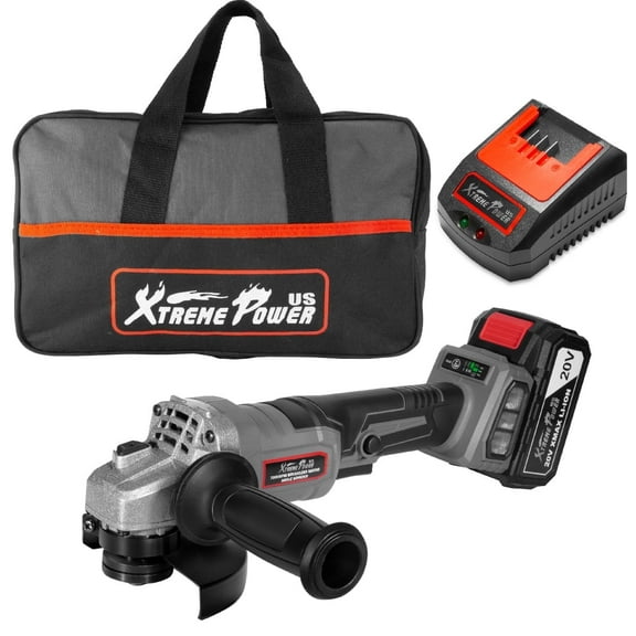 XtremepowerUS 20V 4-1/2" Cordless Angle Grinder, Brushless, With Battery, Charger & Carrying Bag