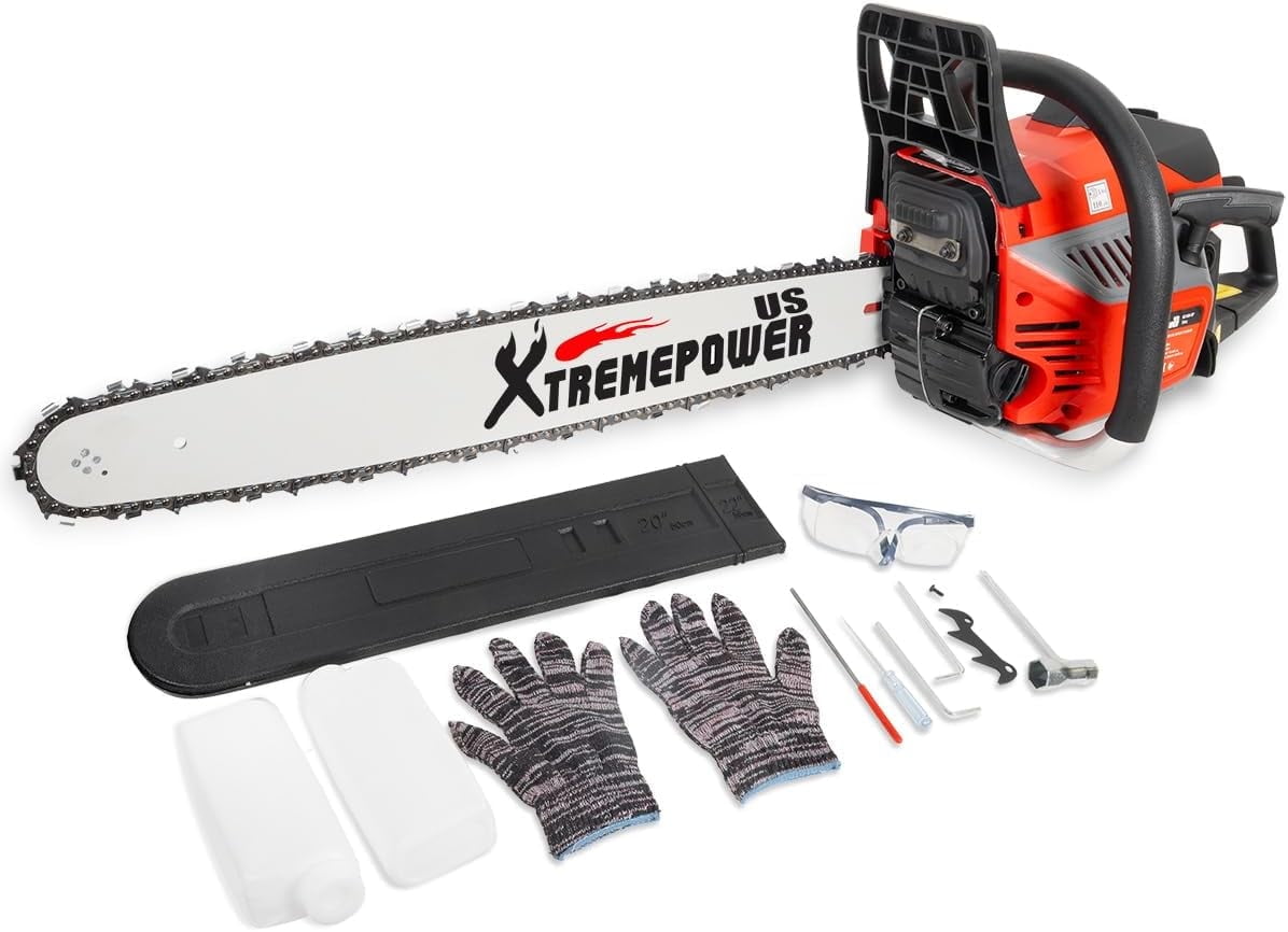 XtremepowerUS 22" Chainsaw 58cc Gas Engine Wood Cutting Aluminum Gasoline Gas 2-Stroke Chainsaw Cutting Wood Cutter Industry Engine Motor EPA