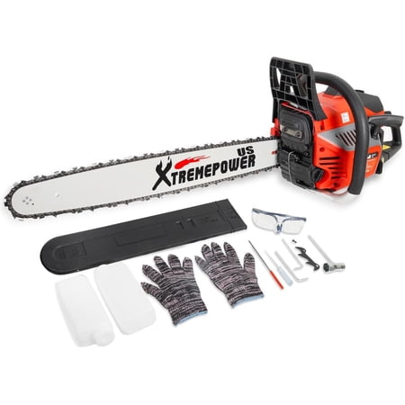 XtremepowerUS 22" Gas Chainsaw, 58cc 2-Stroke Gas Powered Chain Saw, 2.4kW Engine, 0.325" Pitch, 86-Link Semi-Chisel Chain