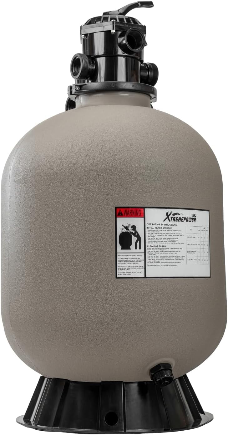 XtremepowerUS 22" Sand Filter Pump, For In-Ground & Above Ground Pools, 7-Way Multi-Port Valve, Up To 31,200 Gallons