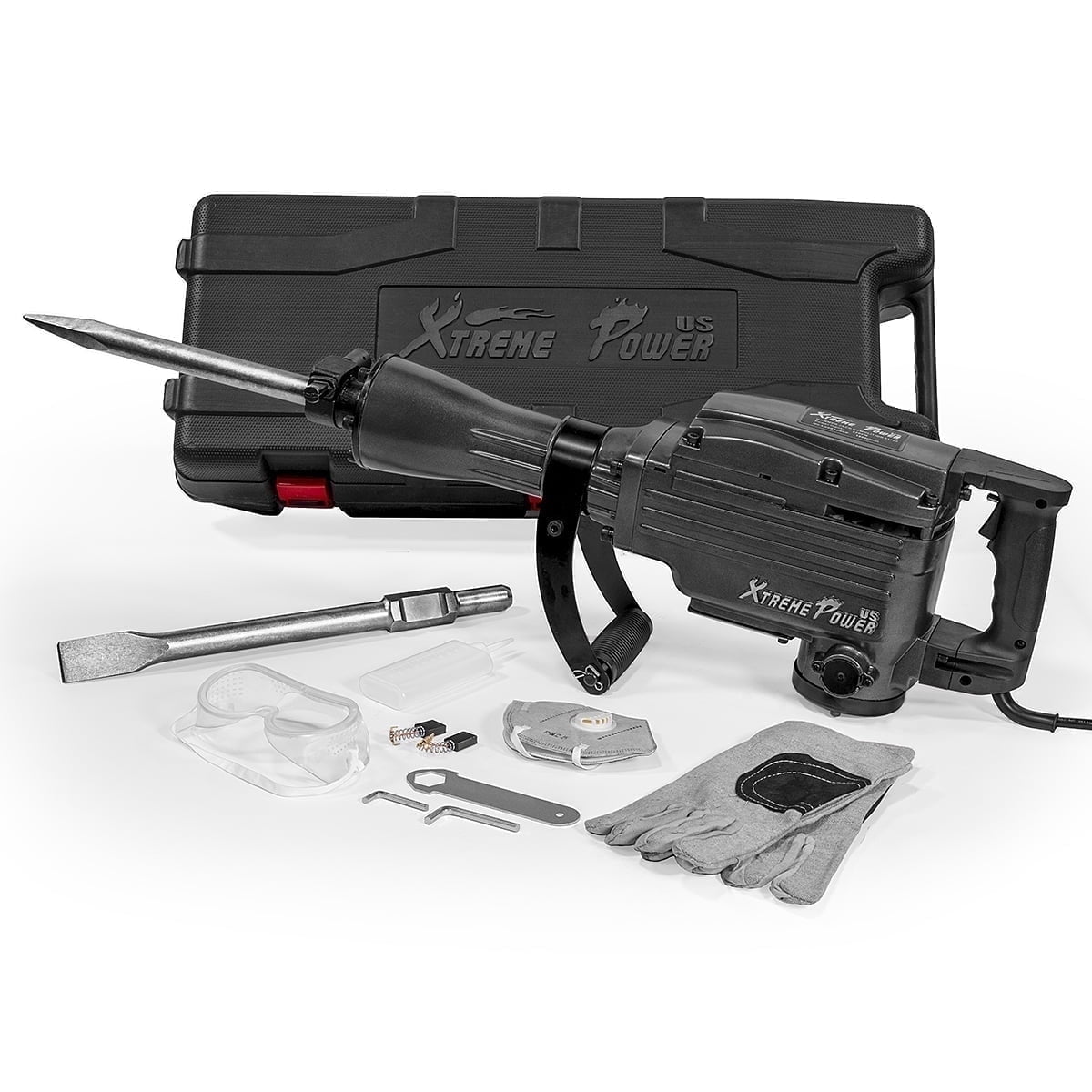 XtremepowerUS 2200W Demolition Industrial Electric Hammer Concrete Breaker w/ 2-Bit Chisel Flat Bits, Case XtremepowerUS 2200W Demolition Industrial Electric Hammer Concrete Breaker w/ 2-Bit Chisel Flat Bits, Case