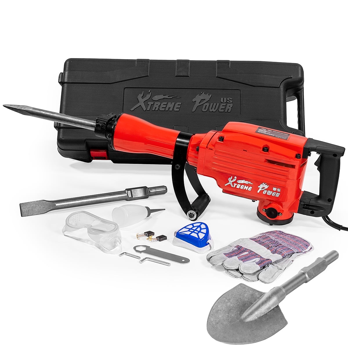XtremepowerUS Demolition Jack Hammer Concrete Breaker, 2200W Electric Hammer with Shovel & Chisel Set