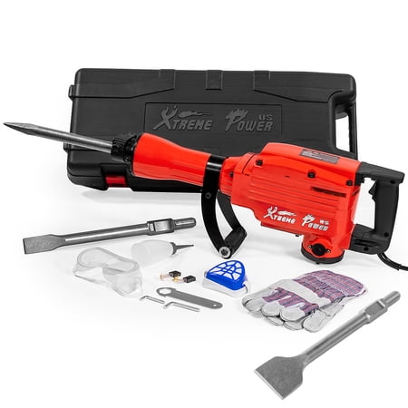 XtremepowerUS 2200W Electric Demolition Jack Hammer Concrete Breaker Floor Scrap Point Chisel Bit Included w/ Carrying Case