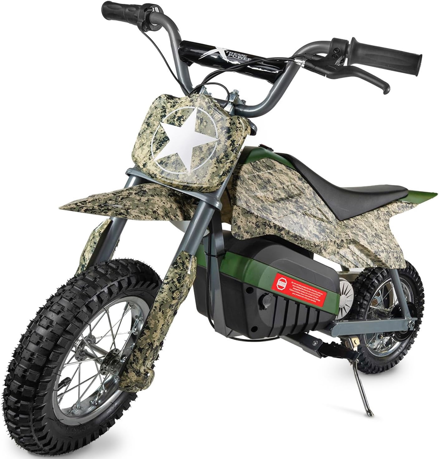 XtremepowerUS 24V 250W Electric Dirt Bike, 1-Seater Ride-On Motorcycle, 14 MPH Max Speed, Camouflage