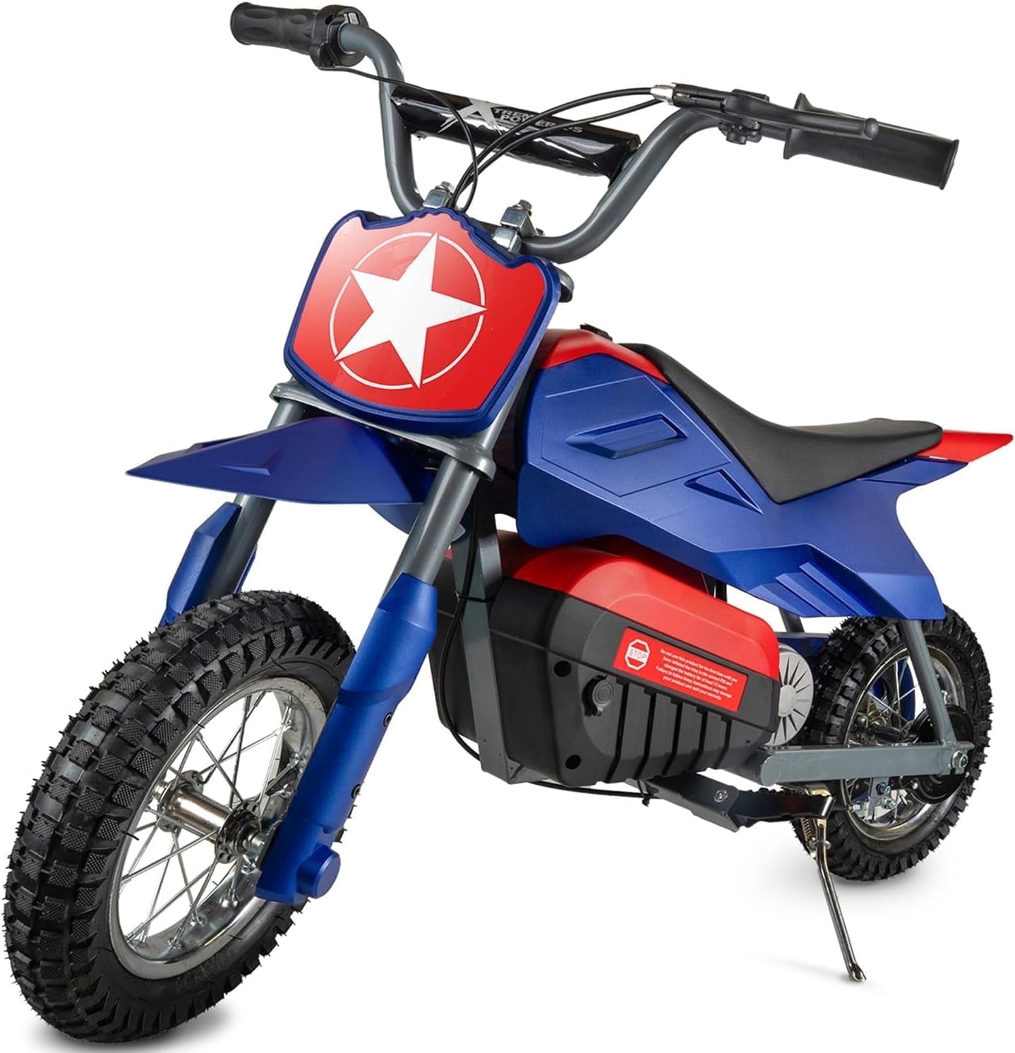 XtremepowerUS 24V 250W Electric Dirt Bike, 1-Seater Battery-Powered Ride-On Motorcycle, 14 MPH, Blue/Red