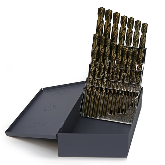 Stark USA 29-Piece M35 Cobalt Drill Bit Set, 1/16 in to 1/2 in, 135 Degree Split Point, Jobber Length, Tri-Flat Shank, USA Index Case