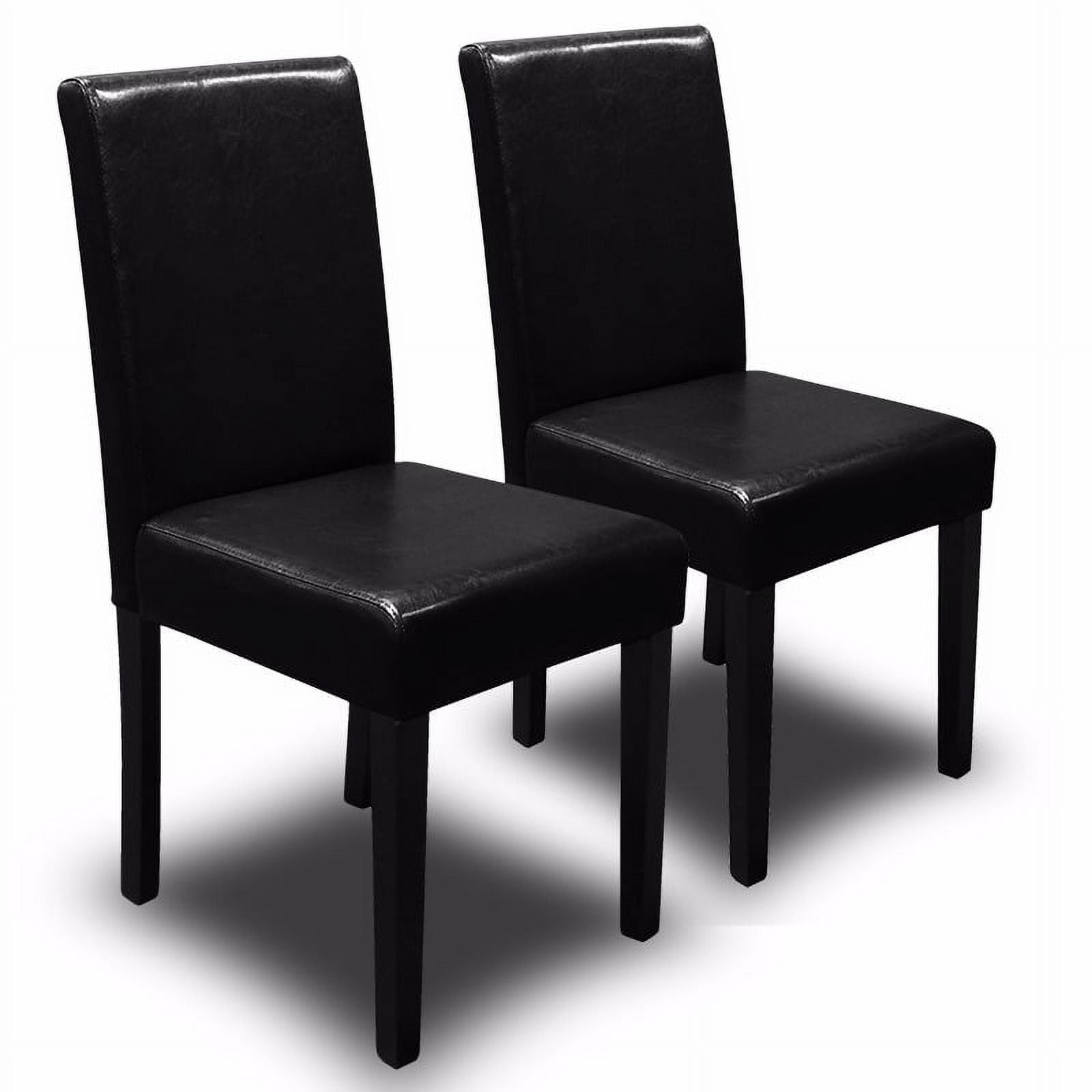 XtremepowerUS 2PC Parson Dining Chair PU Solid Wood Leather Padded ...