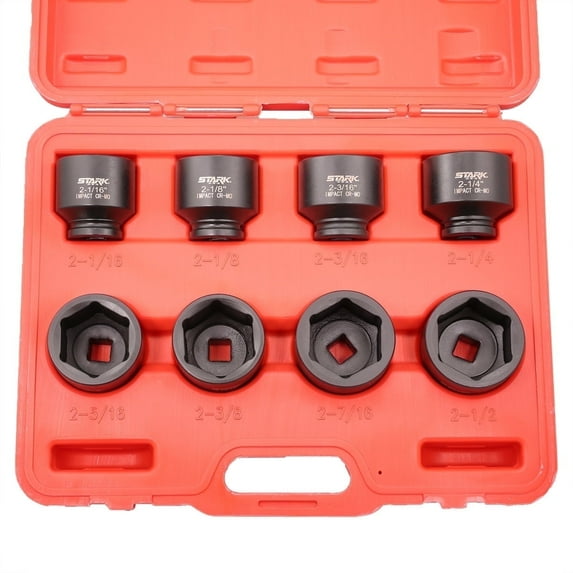 Stark USA 3/4" Drive 8PC Deep Impact Jumbo Socket Set, 6 Point SAE 2-1/16" - 2-1/2", CrMo Steel