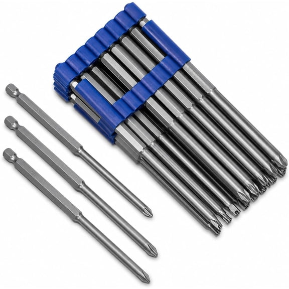 Stark USA 32-Piece 1/4" Security Bit Set, 6" Extra Long S2 Steel Tamper Proof Torx, Hex, Tri-Wing, Spanner & Pozidriv Bits