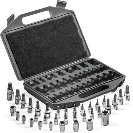 Stark USA 35PC Master TORX Bit Socket Set, Premium S2 Alloy Steel, Solid Star & Tamper Proof T8 - T60