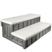 XtremepowerUS Hot Tub Step With Storage, Spa Step, Gray, Hot Tub Deck Step, Anti-Slip, 36 In