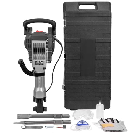 XtremepowerUS - 3600 Watt Electric Demolition Jack Hammer, Include Chisel & Point Chisel Bit Set with Carrying Case