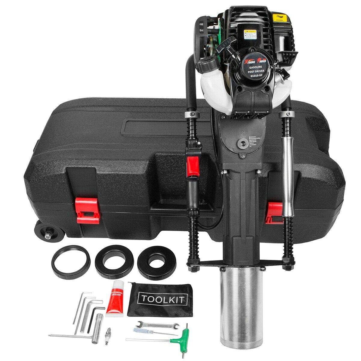 XtremepowerUS 38cc T-Post Driver Fence Post Driver Gas-Powered Piling Set 4-Stroke EPA Motor w/ Rolling Case - image 1 of 7