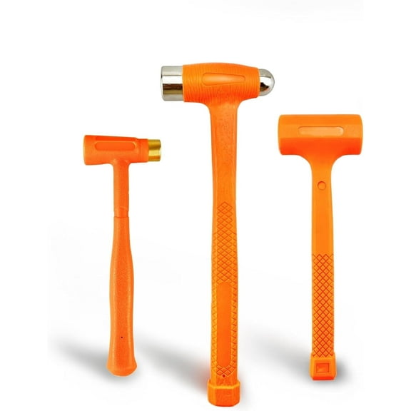 XtremepowerUS 3PC Dead Blow Hammer Set, Brass Hammer, Ball-Peen Hammer, Dead Blow Hammer, Non-Slip Grip, Spark & Rebound Resistant