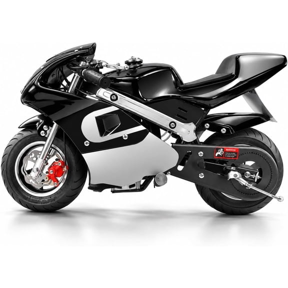 XtremepowerUS 40cc 4-Stroke Gas Mini Pocket Bike, Kids Ride-On Motorcycle with Pull Start, Front & Rear Disc Brakes, Up to 20 MPH, Ages 13+, Black