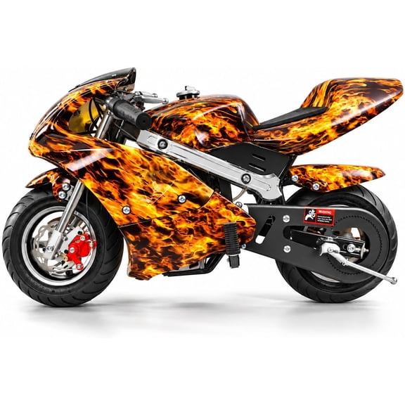 XtremepowerUS 40cc 4-Stroke Gas Mini Pocket Bike, Kids Ride-On Motorcycle with Pull Start, Front & Rear Disc Brakes, Up to 20 MPH, Ages 13+, Yellow