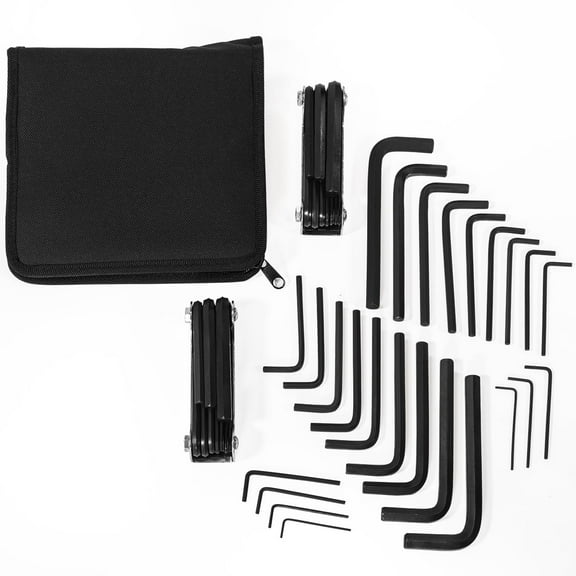 XtremepowerUS Hex Key Allen Wrench Set: 45 Piece Hex Key, Standard SAE (1/16""- 3/8"") & Metric (1.5mm- 10mm) Long Arm & Folding, With Carry Pouch, Heat Treated CrV