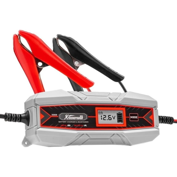 XtremepowerUS 4A Smart Car Battery Charger, 6V/12V Automotive Charger Maintainer Fully Automatic 8-Stage Trickle Charger For Automotive Motorcycle Car Battery, Portable 4A Smart Car Battery Charger
