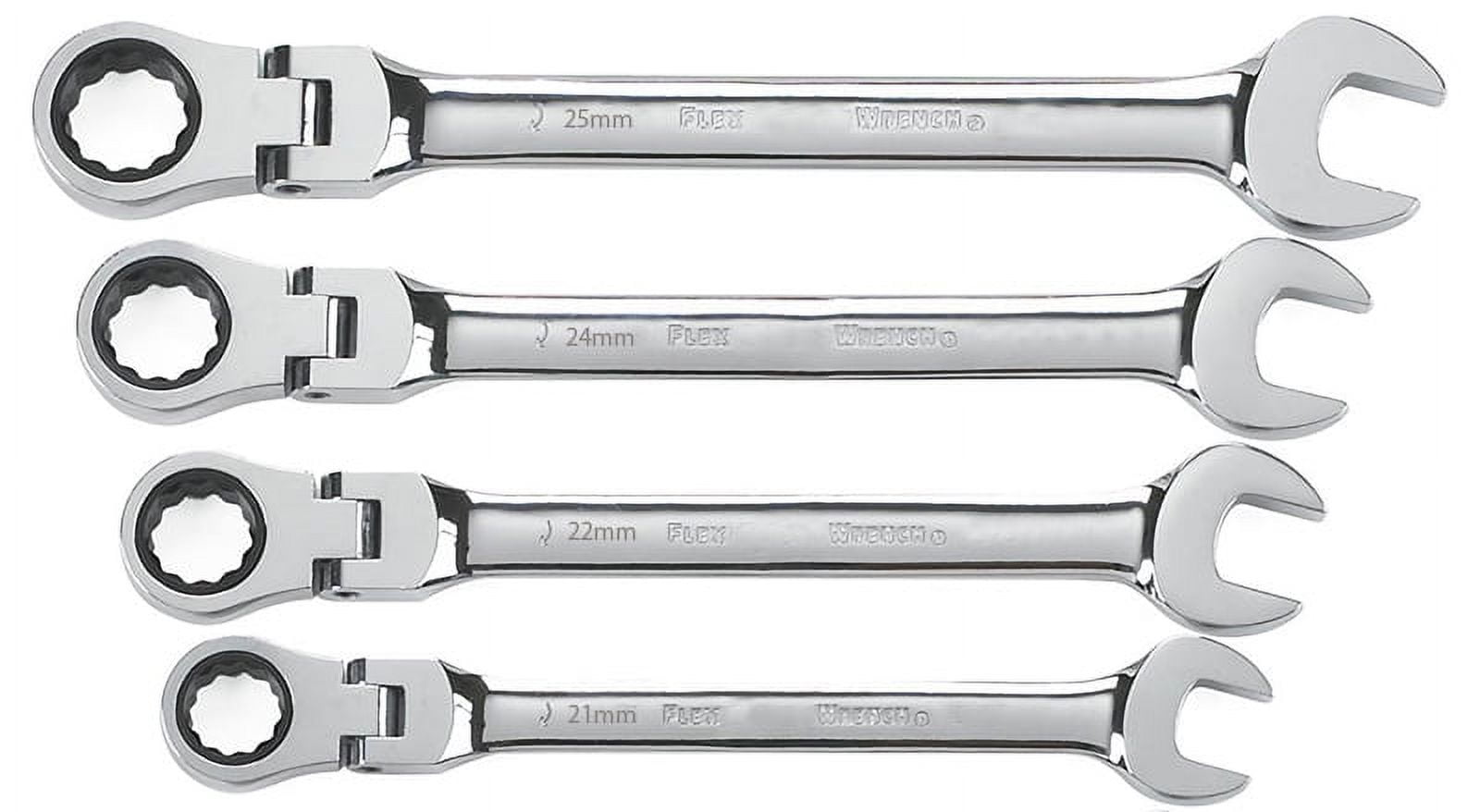 XtremepowerUS 4pcs Flexible Ratcheting Wrench Set Ratchet with Reversible Wrench Hand Tool - Metric (21, 22, 24, 25mm)