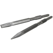XtremepowerUS 5/8" Hex Shank  11" Alloy Steel Hex Point and Flat Concrete Chisels, Chisel Bits for Electric Demolition Hammers & Jack Hammers, 2PC Set