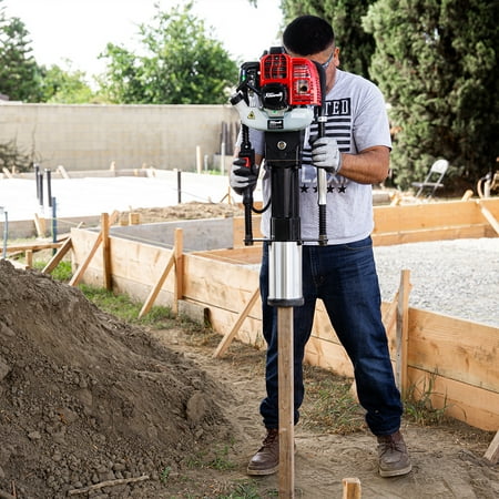 XtremepowerUS 52CC Gas Powered T-Post Driver, 1900W Heavy-Duty Fence Post Driver with 2 Driving Heads