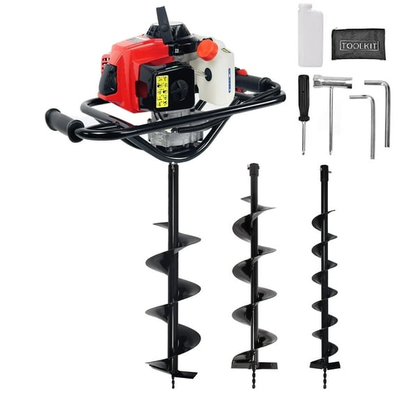 XtremepowerUS 63cc Gas Powered Auger Post Hole Digger With 4", 6" & 8" Bit, EPA Approved 2 Stroke Motor, 3/4" Shaft