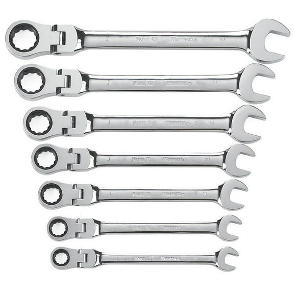 XtremepowerUS 7PC SAE Flex-Head Ratcheting Combination Wrench Set, Wrenches with 72-Tooth, SAE 3/8" To 3/4" Set
