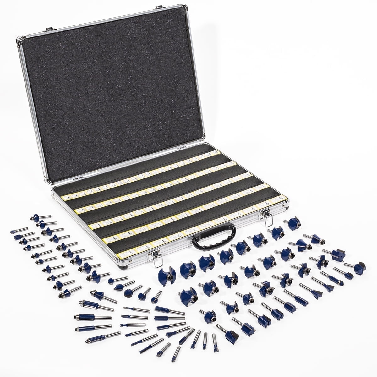 Stark USA 80PC Router Bit Set, 1/4" Shank With Aluminum Storage Case, Tungsten Carbide Router Bits For Professional Woodworking
