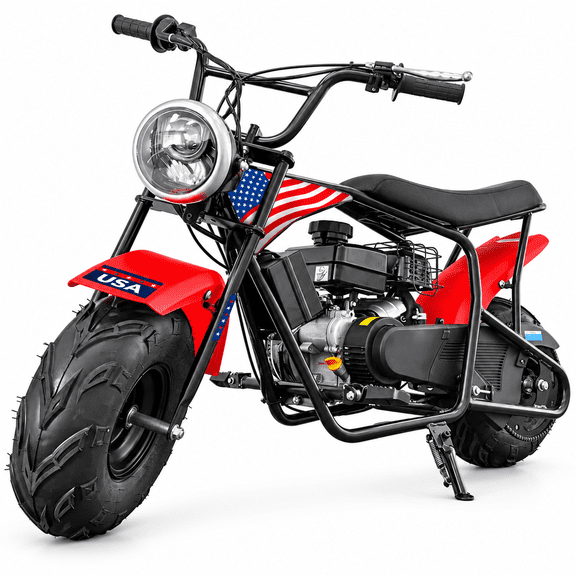 XtremepowerUS 99cc 4-Stroke Gas Mini Dirt Bike, Up to 40 MPH, Automatic Pull Start Off-Road Trail Motorcycle for Teens & Adults (Ages 13+), Hydraulic Suspension, Rear Disc Brake, 240 lb Capacity, Red