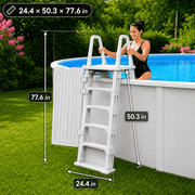 XtremepowerUS A-Frame Above Ground Pool Ladder, Heavy-Duty HDPE Pool Ladder with Slip-Resistant Steps, Fits 48-52 in. Pool Walls