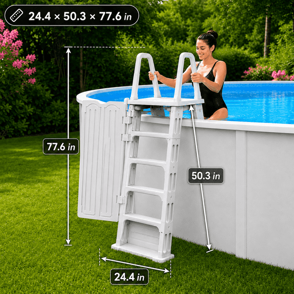 XtremepowerUS A-Frame Above Ground Pool Ladder, Heavy-Duty HDPE Pool Ladder with Slip-Resistant Steps, Fits 48-52 in Pool Walls, 400 lb Capacity