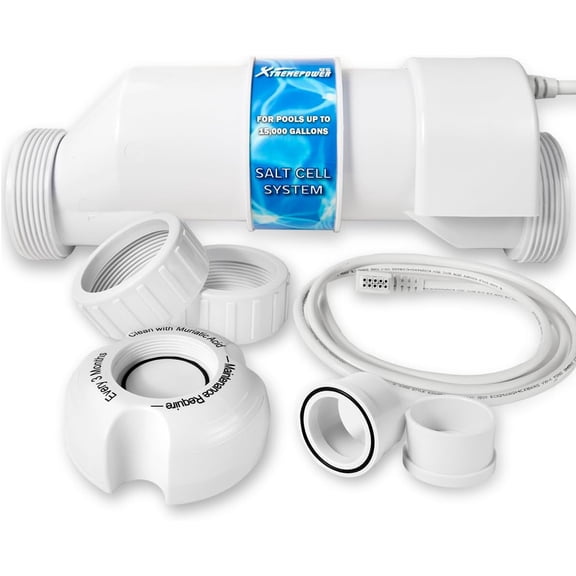 XtremepowerUS T-3 Replacement Salt Chlorination Cell for Pools Up to 15,000 Gallons, Salt Cell with Temperature Sensor, 2-Inch Unions, Compatible with AquaRite & AquaLogic