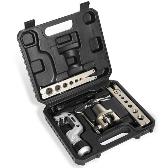 XtremepowerUS Double Flaring Dies Size Set (1/4'' to 3/4'' & 6mm-19mm) Pipe Cutter Brake Line Gas HVAC Water Gas Refrigeration Flaring Tool