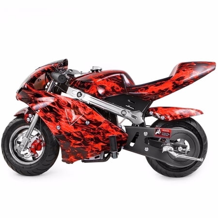XtremepowerUS 40cc 4-Stroke Gas Pocket Bike, Pull Start Engine, Dual Disc Brakes, Off-Road Use, 165 lb Capacity, red