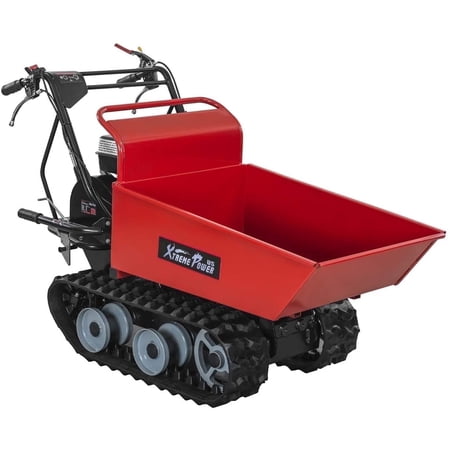 XtremepowerUS Steel Track Barrow Gas Powered Wheelbarrow, 660 lb Capacity, 6.5HP Kohler Engine, All-Terrain Tracked Dumper