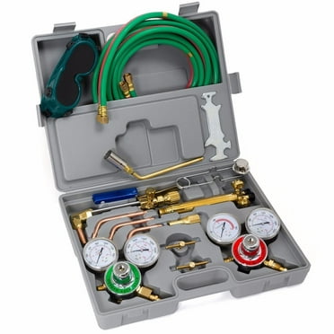 XtremepowerUS Portable Oxygen Acetylene Welder Kit, Include Nozzles, Cutting Torch, Gauge, Regulators With 15' Hose, Carrying Case, Harris Type