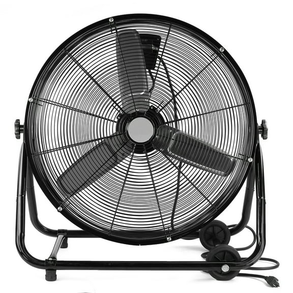 XtremepowerUS Industrial 24" Inch High Velocity Floor Fan Rolling Drum Floor Fan Adjustable Speed Air Flow with Built-in Wheel