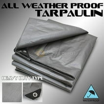 XtremepowerUS Multi-Purpose Heavy Duty Tarps 14 Mil Waterproof UV Resistant Poly Tarp Cover (8 ft x 10 ft) -Silver